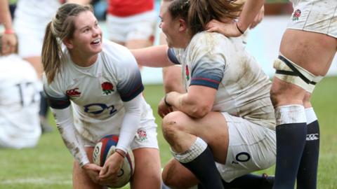 Leanne Riley celebrates