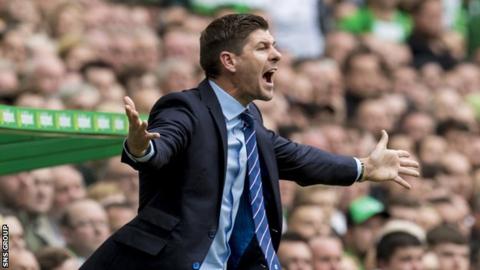 Rangers manager Steven Gerrard lost the first Old Firm derby of the season at Celtic Park