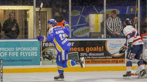 Fife Flyers' Evan Bloodoff celebrates