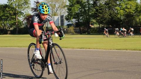 Elena McGorum practising on her road bike before the Youth Tour of Scotland