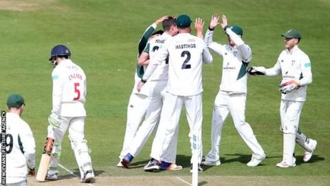 Worcestershire celebrate a wicket