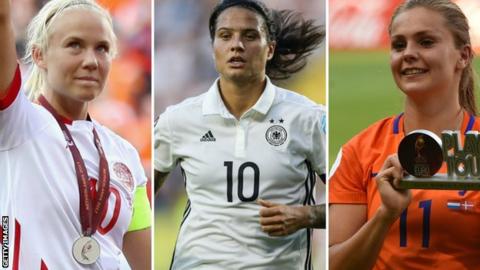 Pernille Harder (left), Dzsenifer Marozsan (centre) and Lieke Martens