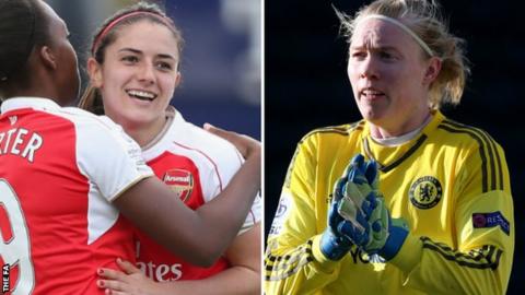 arsenal chelsea danielle hedvig lindahl van fa players cup final between donk helped keeper trick hat face through right
