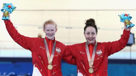 England's Sophie Thornhill and Helen Scott