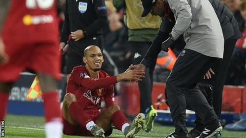 Fabinho was injured during the Champions League game against Napoli