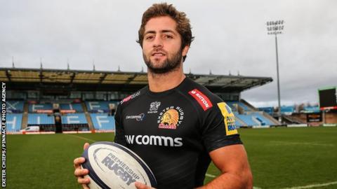 Santiago Cordero poses in an Exeter kit