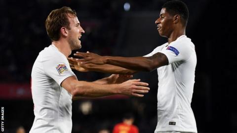 England's Harry Kane and Marcus Rashford