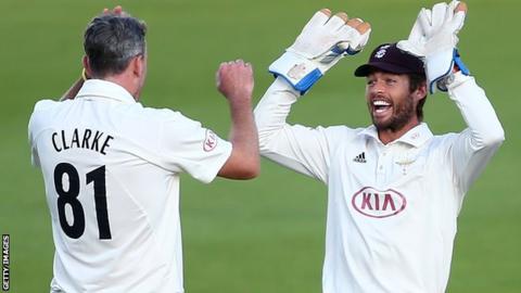 County Championship Clarke Helps Surrey Edge Ahead Of