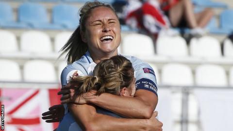 Steph Houghton celebrates a goal for England