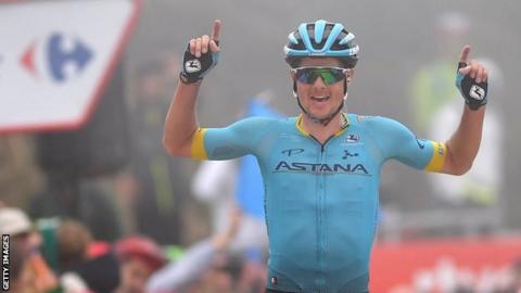 Jakob Fuglsang celebrates victory
