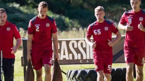 Ben Nugent was carrying the bags on Crewe's bonding day in the Lake District