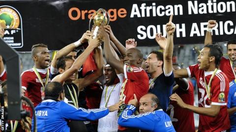 Libya celebrate winning the 2014 African Nations Championship