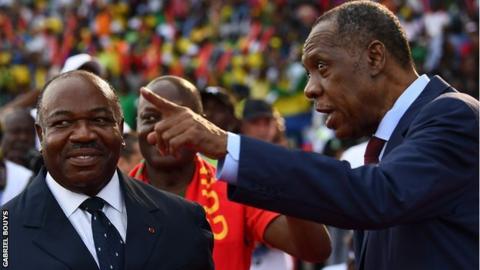 Gabon president Ali Bongo and Caf president Issa Hayatou