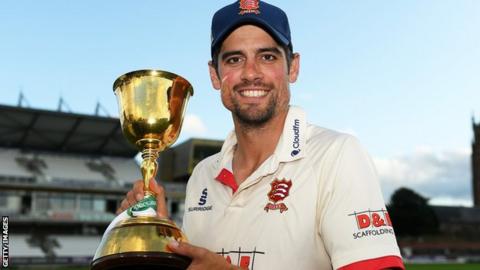 Essex opener Sir Alastair Cook with the County Championship trophy