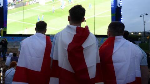 England fans at a fanzone during their Euro loss to Iceland