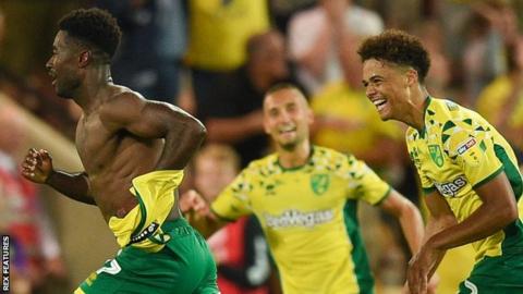 Norwich City celebrating