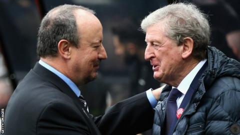 Rafael Benitez with Crystal Palace boss Roy Hodgson, who at 70, is the oldest man to be appointed as a permanent manager in the Premier League
