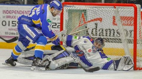 Flyers forward Marcus Basara lines up a shot against Coventry goalkeeper Matt Hackett on Saturday