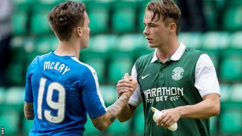 Rangers' Barrie McKay and Scott Allan shake hands on Saturday