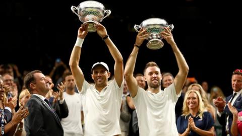 Sock (right) had never partnered Bryan in a Grand Slam before
