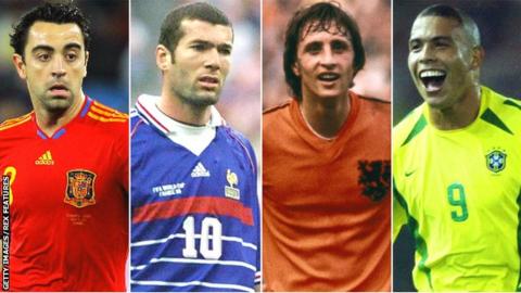 Xavi, Zinedine Zidane, Johan Cruyff and Ronaldo
