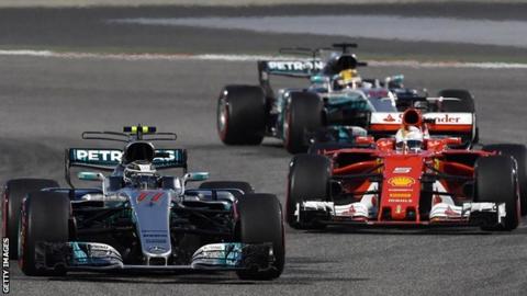 Valtteri Bottas, Sebastian Vettel and Lewis Hamilton