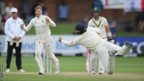 Ollie Pope takes a catch