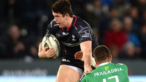 Owen Watkin playing for Ospreys