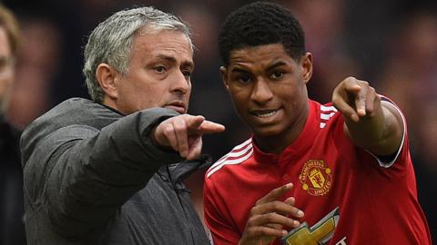 Marcus Rashford and Jose Mourinho