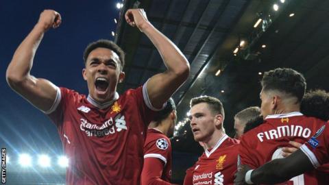 Trent Alexander-Arnold and Liverpool team-mates celebrate