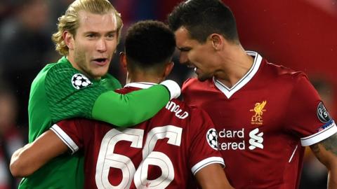 Liverpool players celebrate their win