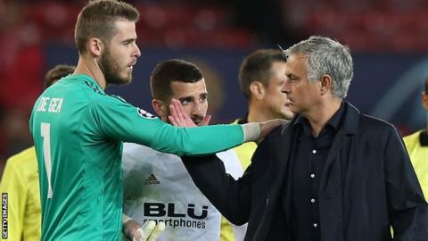 David de Gea and Jose Mourinho