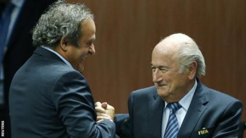 Michel Platini with Sepp Blatter