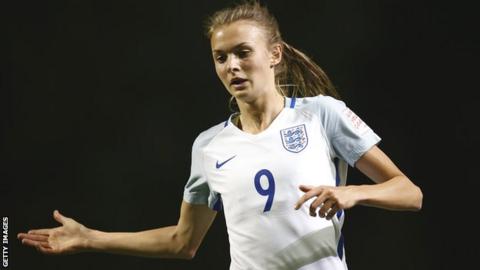 Ellie Brazil in action for England Under-17s