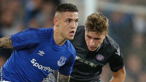 Basic (right) against Everton's Muhamed Besic