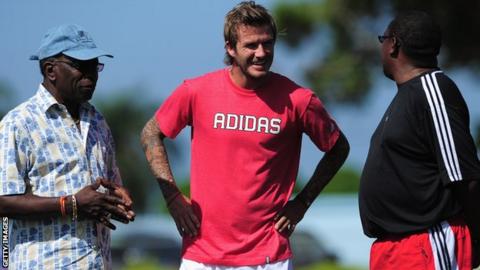 David Beckham with Jack Warner in Trinidad and Tobago