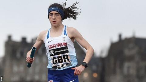 Laura Muir competes in the Great Stirling Cross Country mixed team relay