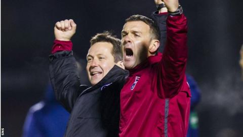County boss Jim McIntyre celebrates with assistant Billy Dodds