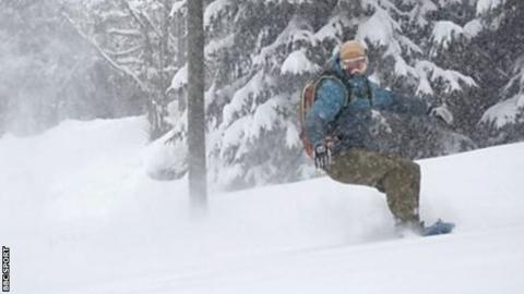 Professional freeride snowboarder Sascha Hamm