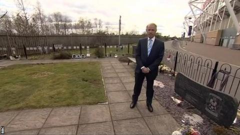 Joe Elliott in the existing memorial garden at the Ricoh Arena