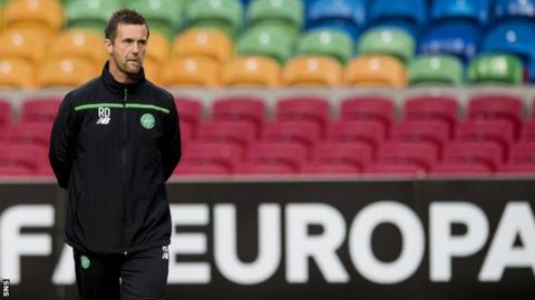 Celtic manager Ronny Deila surveys the scene ahead of the Europa League opener with Ajax