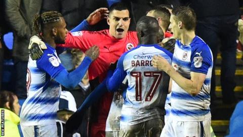Reading celebrate Vito Manone's penalty save