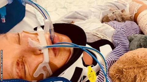 Claire Danson during initially recovery from her spinal injury