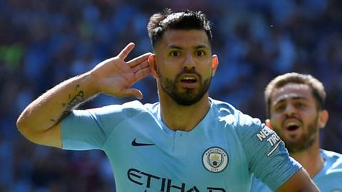 Sergio Aguero celebrates