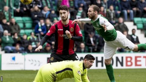 Martin Boyle heads Hibs' second goal