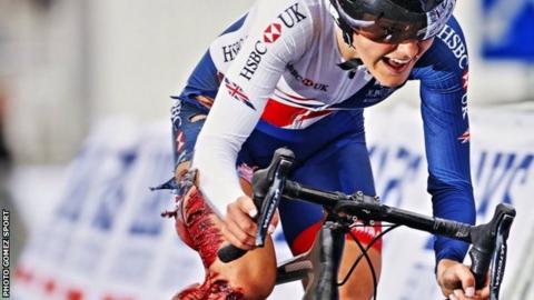Lauren Dolan cycles to the finish line despite sustaining horrific leg injury