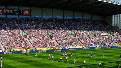 Super League fans packed into grounds like the DW Stadium