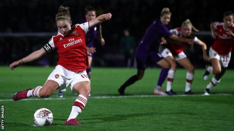 Kim Little scores Arsenal's first goal against Fiorentina