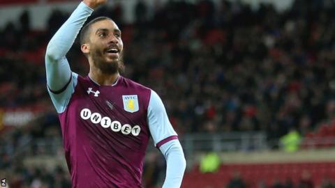 Lewis Grabban celebrates Aston Villa's first goal at Sunderland