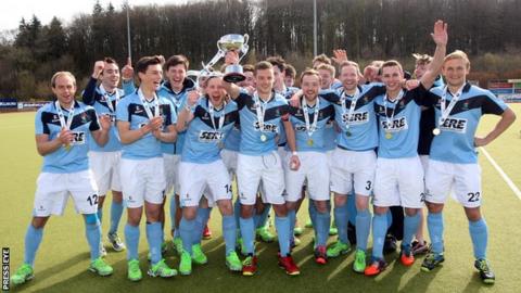 Lisnagarvey received the league champions trophy after thumping Railway Union 6-0